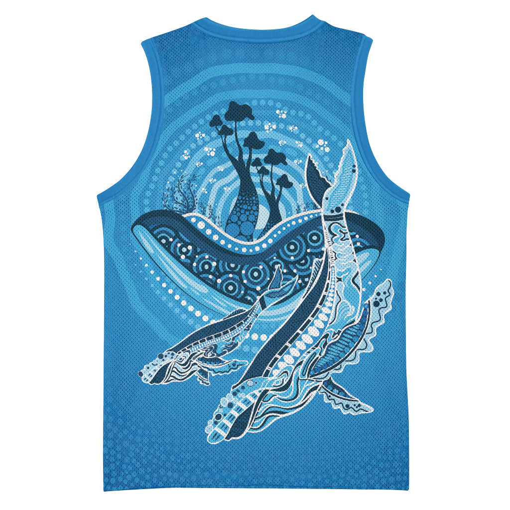 Aboriginal Ocean Whale Basketball Jersey Dot Art Dreamtime Tree of Life