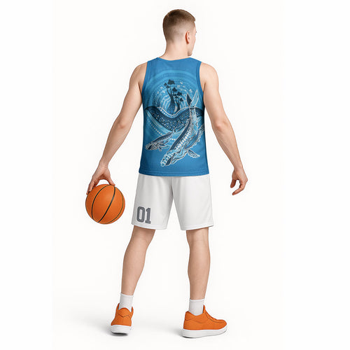 Aboriginal Ocean Whale Basketball Jersey Dot Art Dreamtime Tree of Life