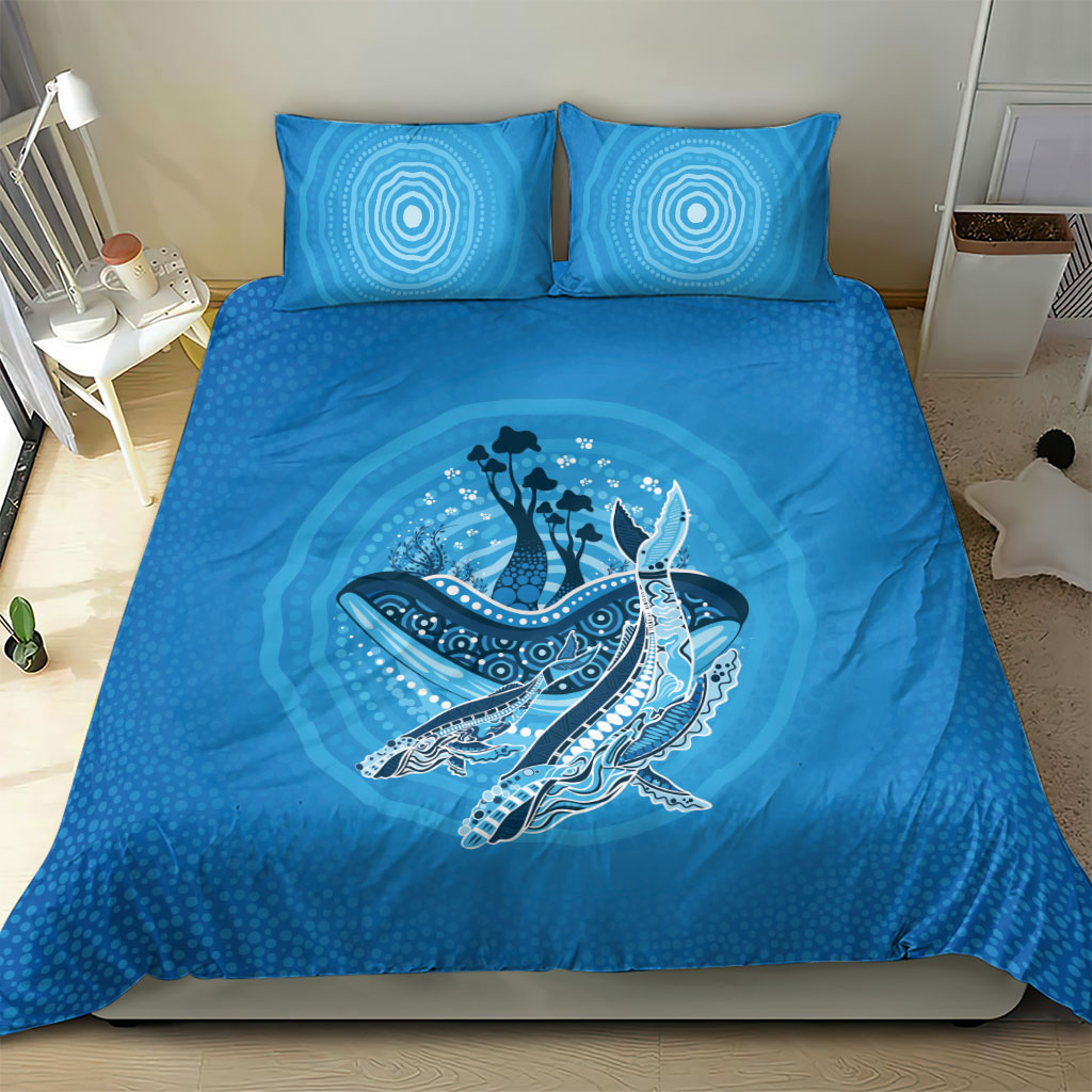 Aboriginal Ocean Whale Bedding Set Dot Art Dreamtime Tree of Life