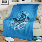 Aboriginal Ocean Whale Blanket Dot Art Dreamtime Tree of Life