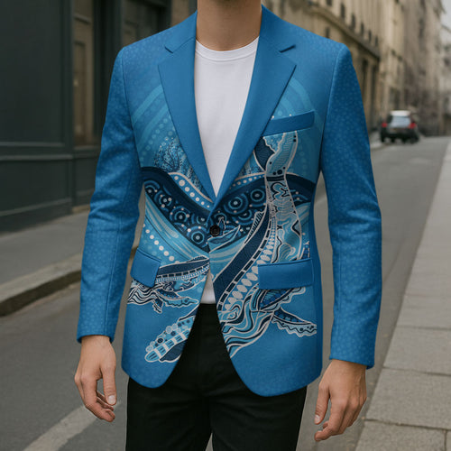Aboriginal Ocean Whale Blazer Dot Art Dreamtime Tree of Life