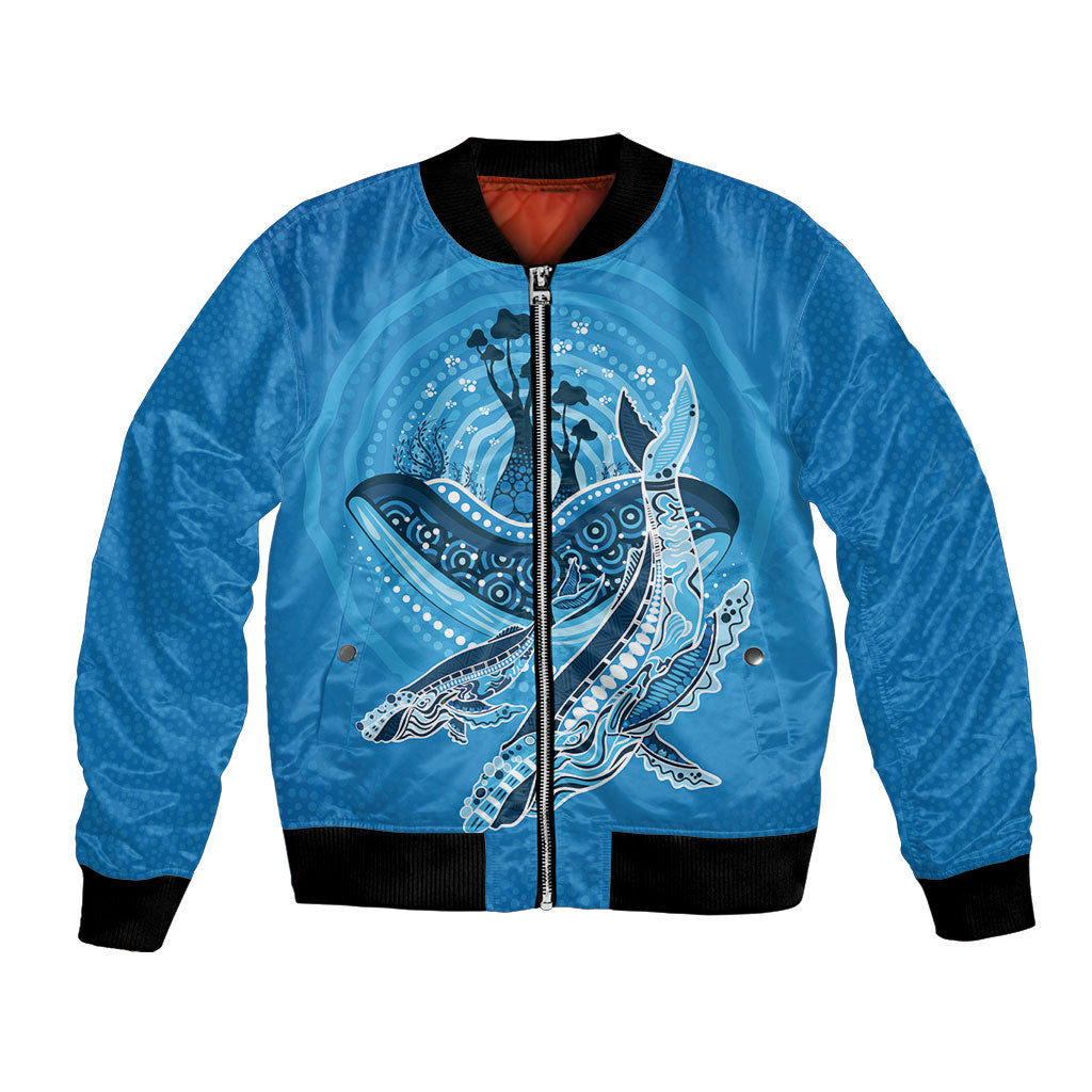 Aboriginal Ocean Whale Bomber Jacket Dot Art Dreamtime Tree of Life