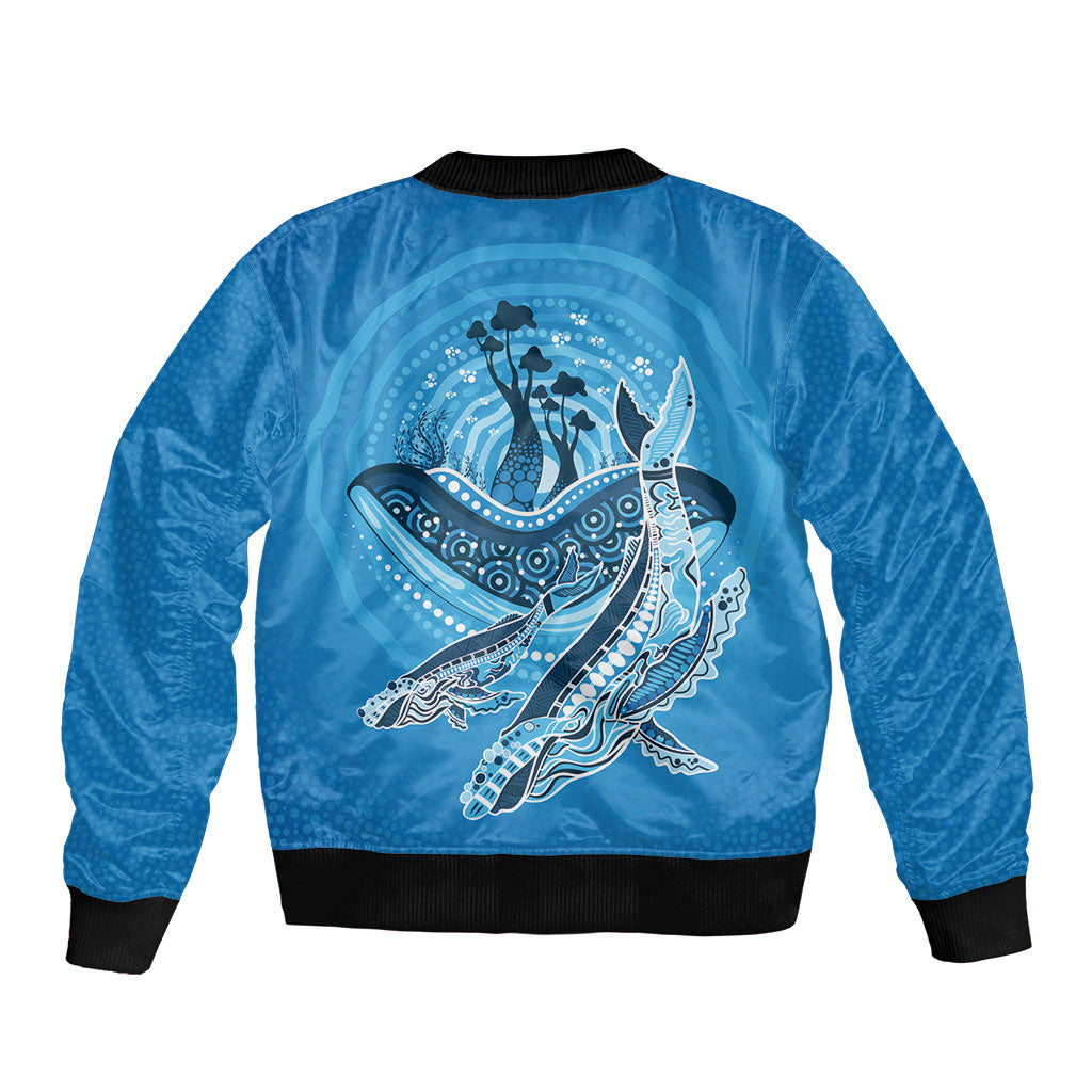 Aboriginal Ocean Whale Bomber Jacket Dot Art Dreamtime Tree of Life