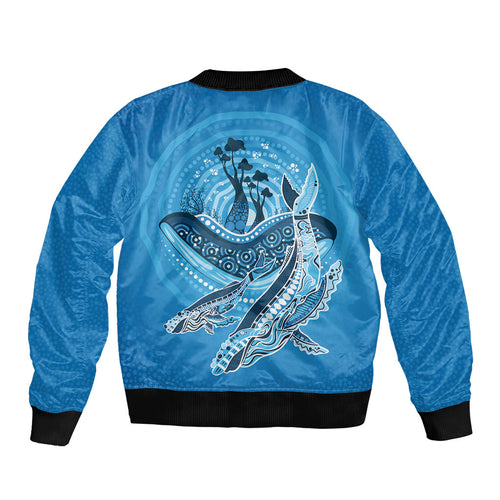 Aboriginal Ocean Whale Bomber Jacket Dot Art Dreamtime Tree of Life