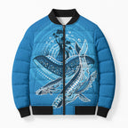 Aboriginal Ocean Whale Bomber Puffer Jacket Dot Art Dreamtime Tree of Life