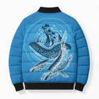 Aboriginal Ocean Whale Bomber Puffer Jacket Dot Art Dreamtime Tree of Life