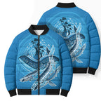 Aboriginal Ocean Whale Bomber Puffer Jacket Dot Art Dreamtime Tree of Life