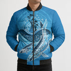 Aboriginal Ocean Whale Bomber Puffer Jacket Dot Art Dreamtime Tree of Life