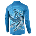 Aboriginal Ocean Whale Button Sweatshirt Dot Art Dreamtime Tree of Life