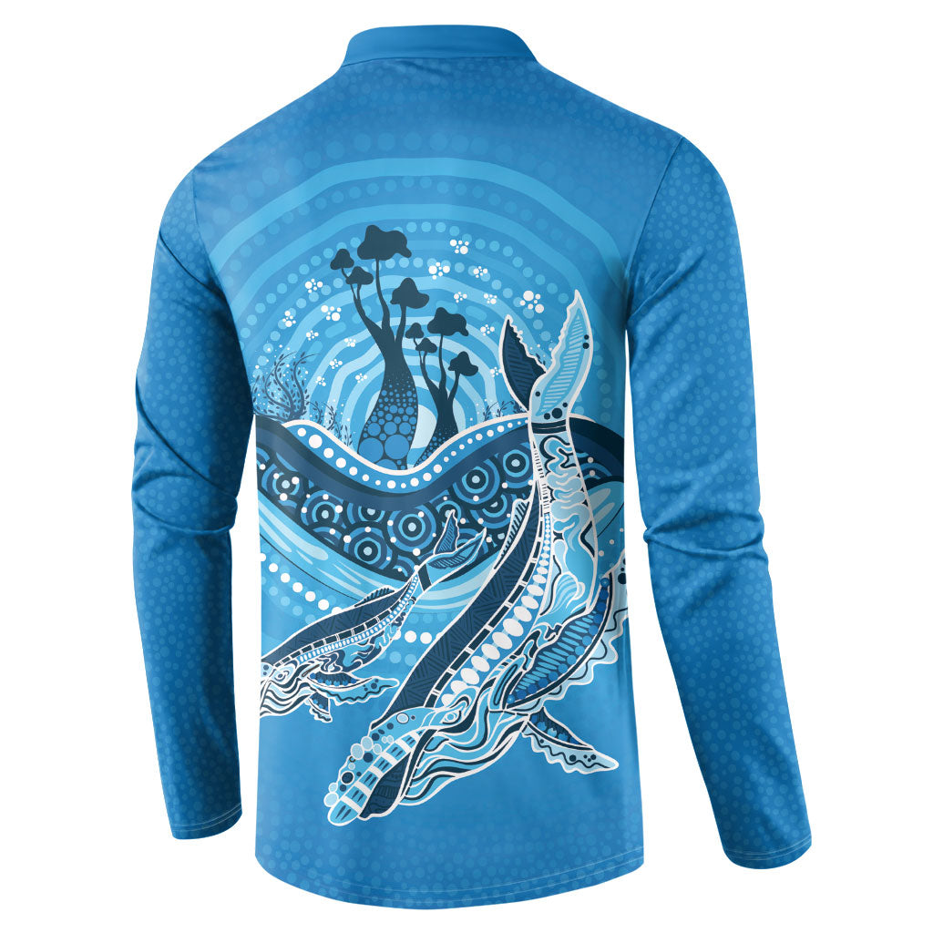 Aboriginal Ocean Whale Button Sweatshirt Dot Art Dreamtime Tree of Life