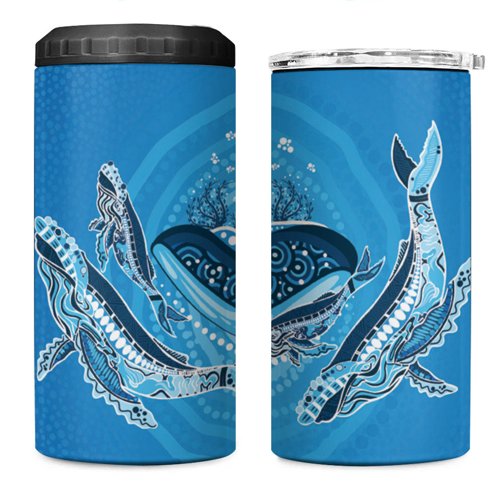 Aboriginal Ocean Whale 4 in 1 Can Cooler Tumbler Dot Art Dreamtime Tree of Life