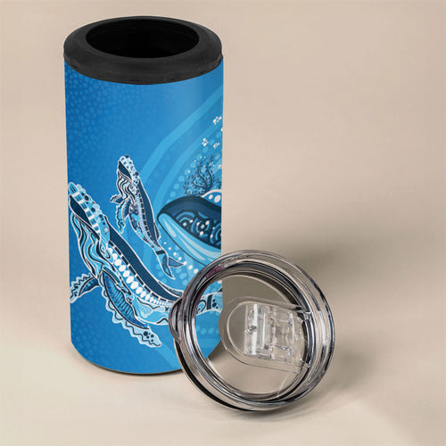 Aboriginal Ocean Whale 4 in 1 Can Cooler Tumbler Dot Art Dreamtime Tree of Life