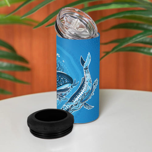 Aboriginal Ocean Whale 4 in 1 Can Cooler Tumbler Dot Art Dreamtime Tree of Life