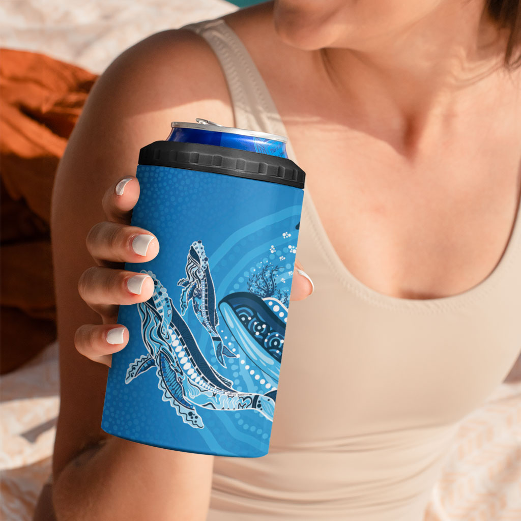 Aboriginal Ocean Whale 4 in 1 Can Cooler Tumbler Dot Art Dreamtime Tree of Life