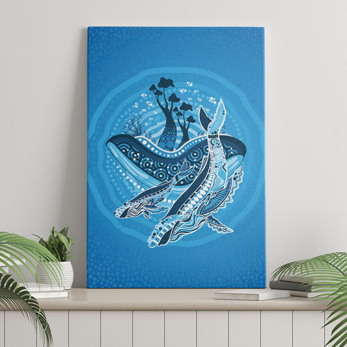 Aboriginal Ocean Whale Canvas Wall Art Dot Art Dreamtime Tree of Life