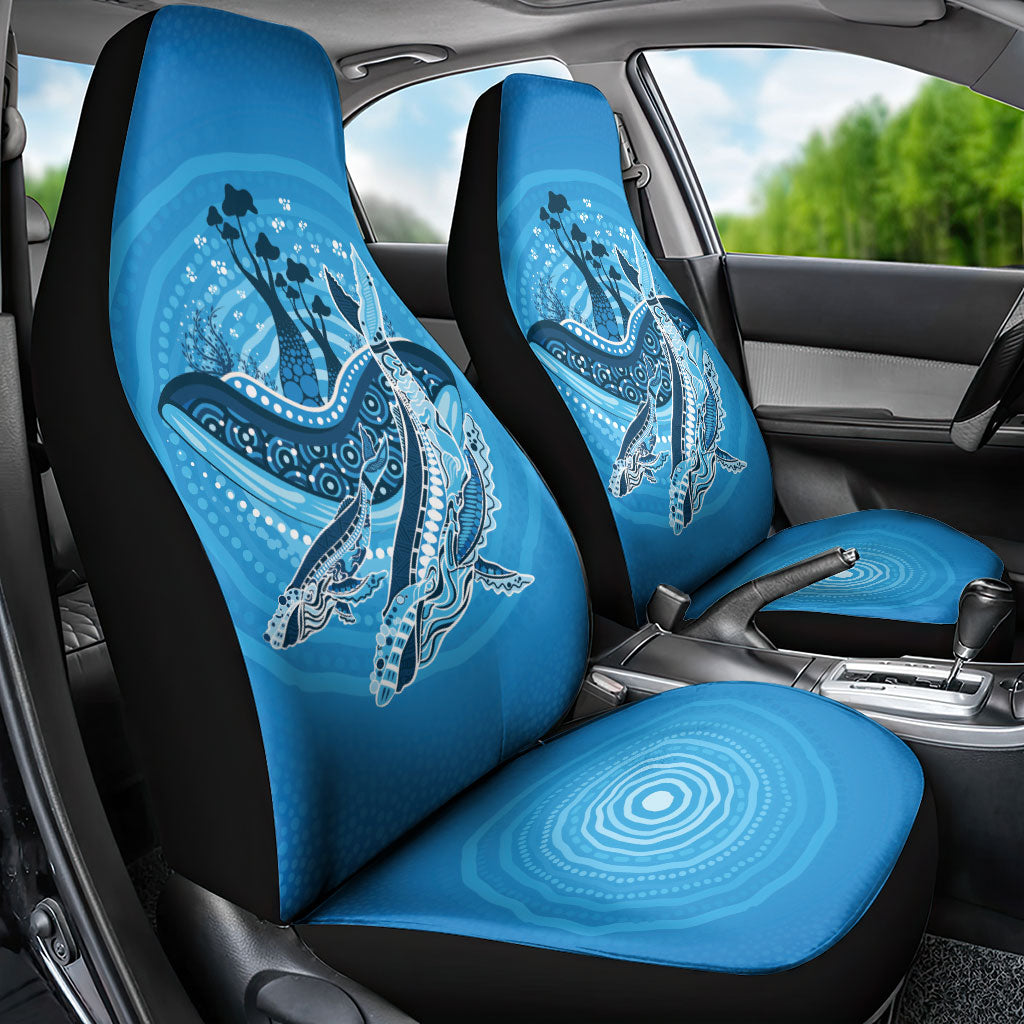 Aboriginal Ocean Whale Car Seat Cover Dot Art Dreamtime Tree of Life