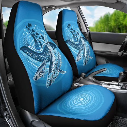 Aboriginal Ocean Whale Car Seat Cover Dot Art Dreamtime Tree of Life