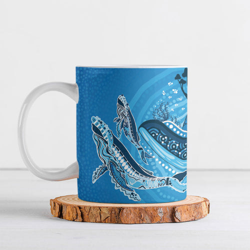 Aboriginal Ocean Whale Ceramic Mug Dot Art Dreamtime Tree of Life