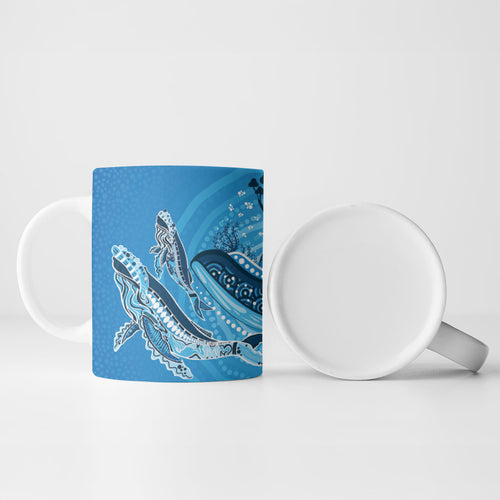 Aboriginal Ocean Whale Ceramic Mug Dot Art Dreamtime Tree of Life
