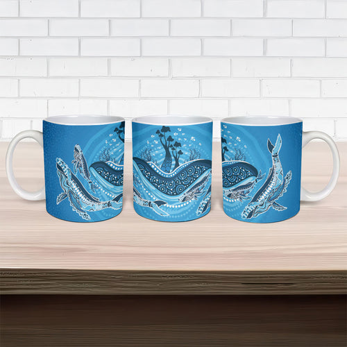 Aboriginal Ocean Whale Ceramic Mug Dot Art Dreamtime Tree of Life