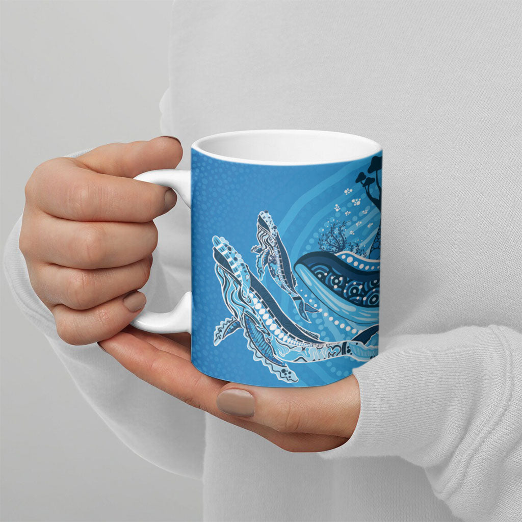 Aboriginal Ocean Whale Ceramic Mug Dot Art Dreamtime Tree of Life