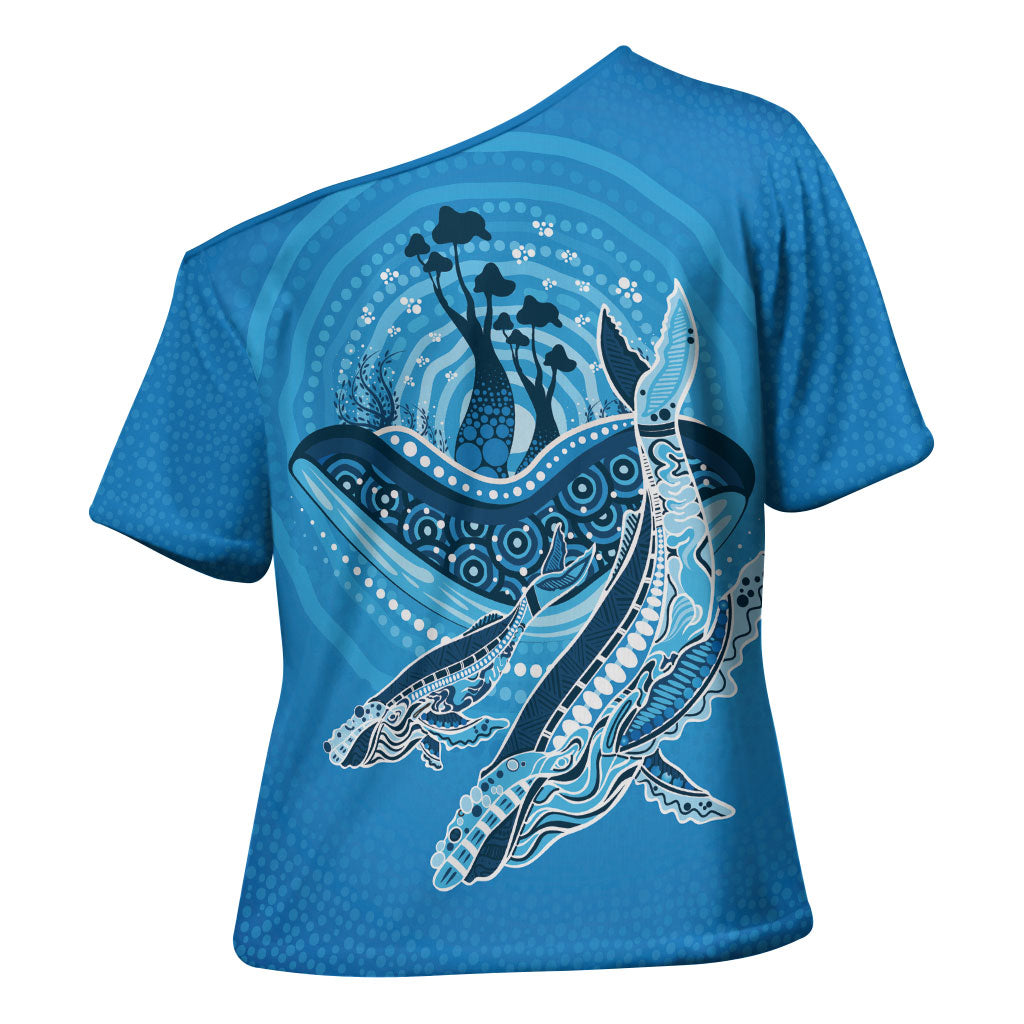 Aboriginal Ocean Whale Cross Shoulder Shirt Dot Art Dreamtime Tree of Life