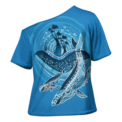 Aboriginal Ocean Whale Cross Shoulder Shirt Dot Art Dreamtime Tree of Life