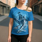 Aboriginal Ocean Whale Cross Shoulder Shirt Dot Art Dreamtime Tree of Life