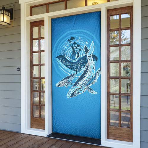 Aboriginal Ocean Whale Door Cover Dot Art Dreamtime Tree of Life