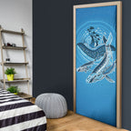 Aboriginal Ocean Whale Door Cover Dot Art Dreamtime Tree of Life