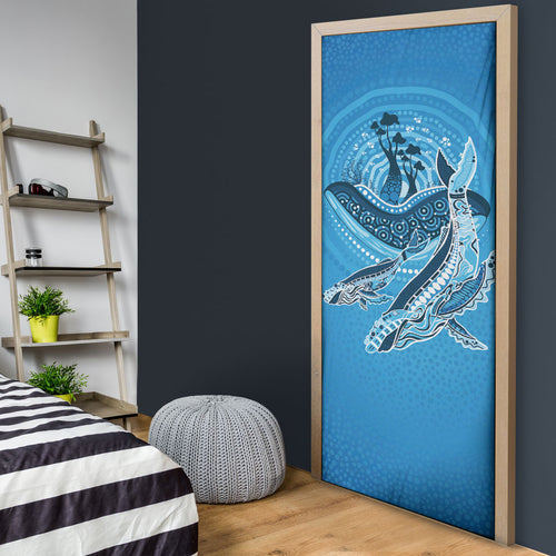 Aboriginal Ocean Whale Door Cover Dot Art Dreamtime Tree of Life