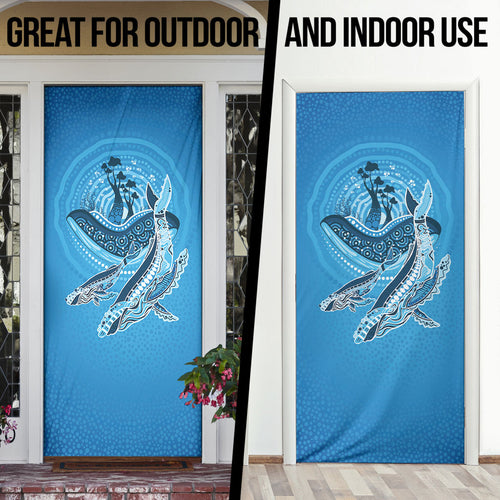 Aboriginal Ocean Whale Door Cover Dot Art Dreamtime Tree of Life