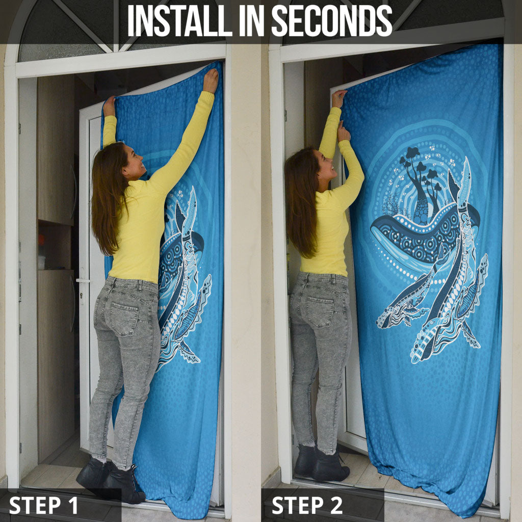 Aboriginal Ocean Whale Door Cover Dot Art Dreamtime Tree of Life