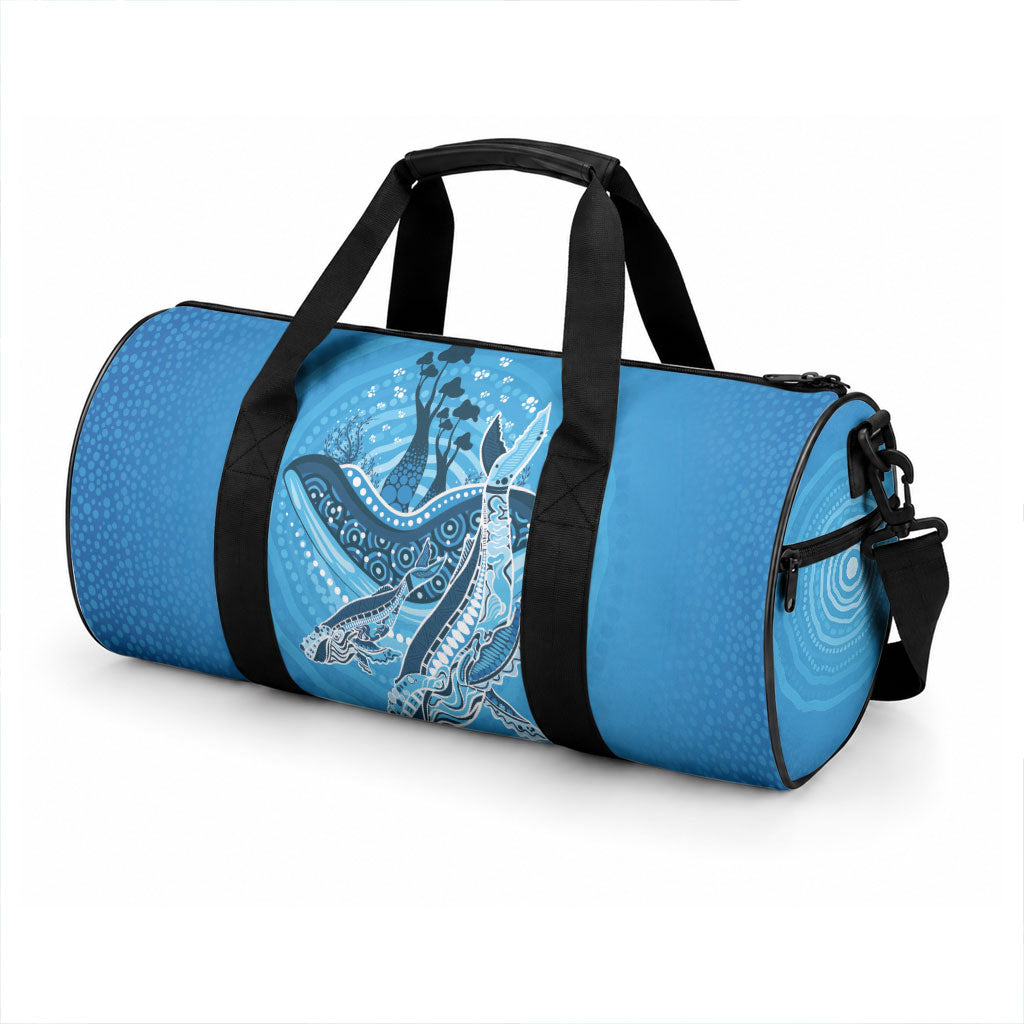 Aboriginal Ocean Whale Duffle Bag Dot Art Dreamtime Tree of Life