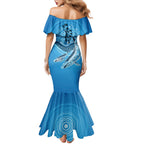 Aboriginal Ocean Whale Family Matching Mermaid Dress and Hawaiian Shirt Dot Art Dreamtime Tree of Life