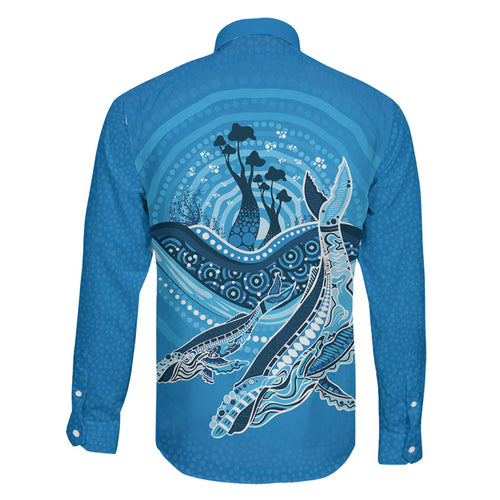 Aboriginal Ocean Whale Family Matching Off Shoulder Maxi Dress and Hawaiian Shirt Dot Art Dreamtime Tree of Life