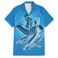 Aboriginal Ocean Whale Family Matching Puletasi and Hawaiian Shirt Dot Art Dreamtime Tree of Life