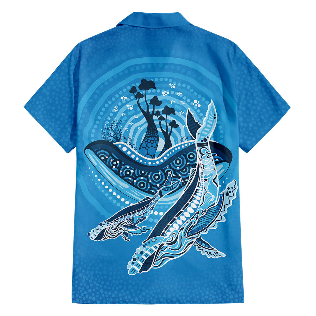 Aboriginal Ocean Whale Family Matching Puletasi and Hawaiian Shirt Dot Art Dreamtime Tree of Life