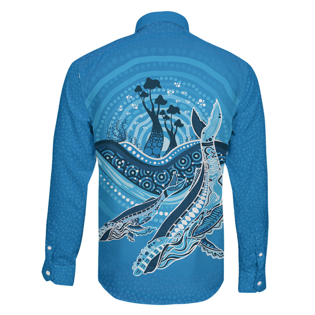 Aboriginal Ocean Whale Family Matching Puletasi and Hawaiian Shirt Dot Art Dreamtime Tree of Life