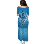 Aboriginal Ocean Whale Family Matching Puletasi and Hawaiian Shirt Dot Art Dreamtime Tree of Life