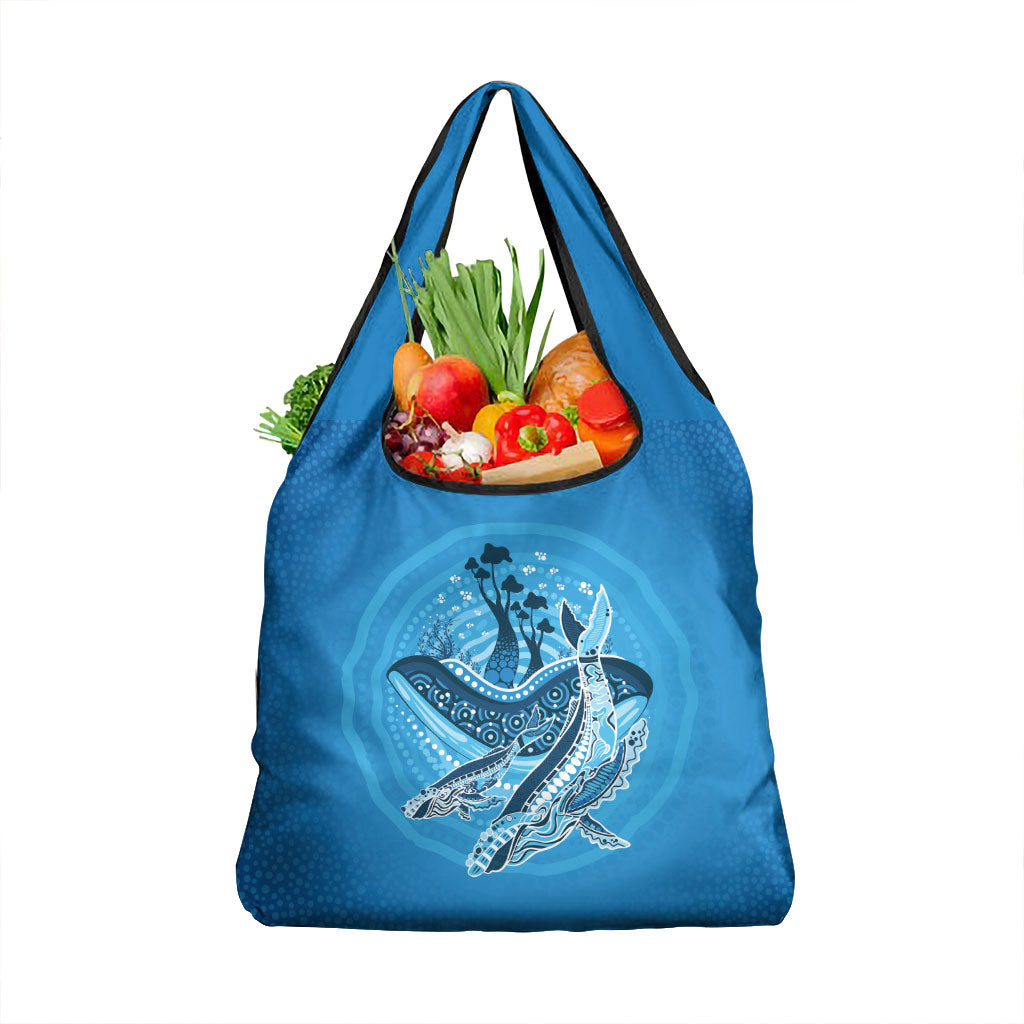 Aboriginal Ocean Whale Grocery Bag Dot Art Dreamtime Tree of Life