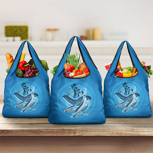 Aboriginal Ocean Whale Grocery Bag Dot Art Dreamtime Tree of Life