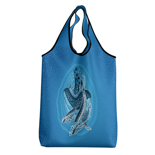 Aboriginal Ocean Whale Grocery Bag Dot Art Dreamtime Tree of Life