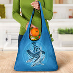 Aboriginal Ocean Whale Grocery Bag Dot Art Dreamtime Tree of Life