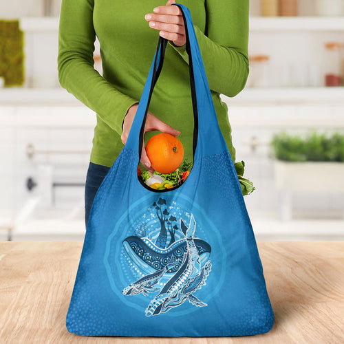 Aboriginal Ocean Whale Grocery Bag Dot Art Dreamtime Tree of Life