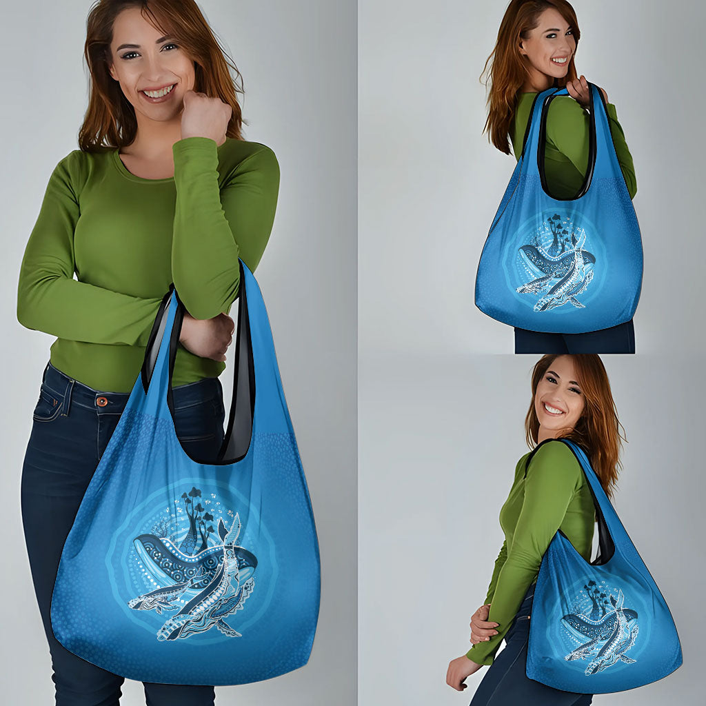 Aboriginal Ocean Whale Grocery Bag Dot Art Dreamtime Tree of Life