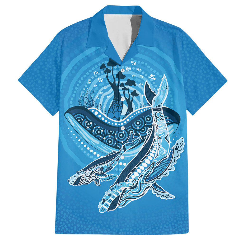 Aboriginal Ocean Whale Hawaiian Shirt Dot Art Dreamtime Tree of Life