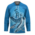 Aboriginal Ocean Whale Hockey Jersey Dot Art Dreamtime Tree of Life