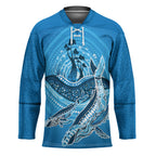 Aboriginal Ocean Whale Hockey Jersey Dot Art Dreamtime Tree of Life