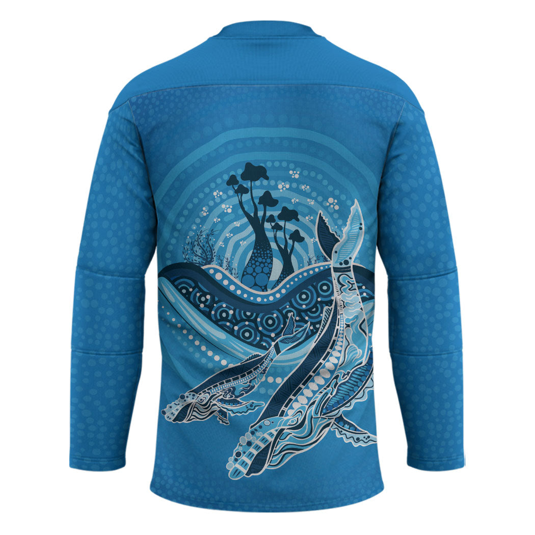 Aboriginal Ocean Whale Hockey Jersey Dot Art Dreamtime Tree of Life